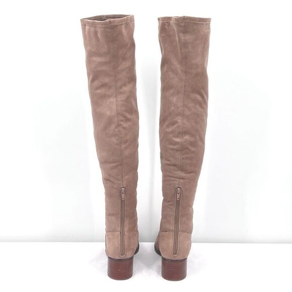 Steve Madden Gabbie Tan Vegan Suede Stretch Over The Knee Block Heel Boots 7.5 - Picture 4 of 13
